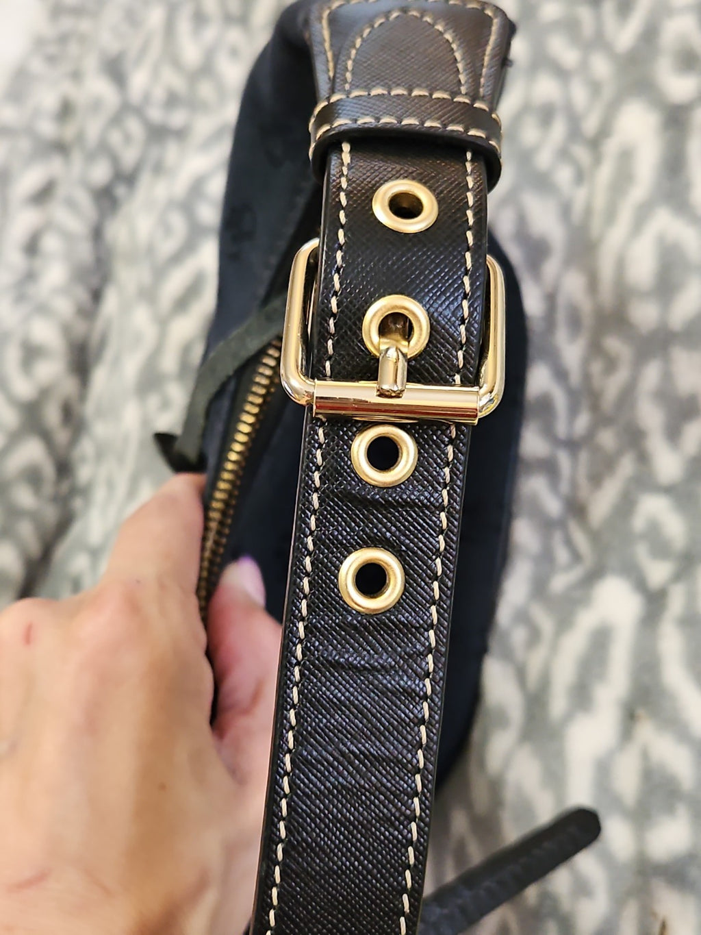 Vintage Dooney & Bourke Black Signature Monogram DB Canvas Mini Hobo Bag Purse