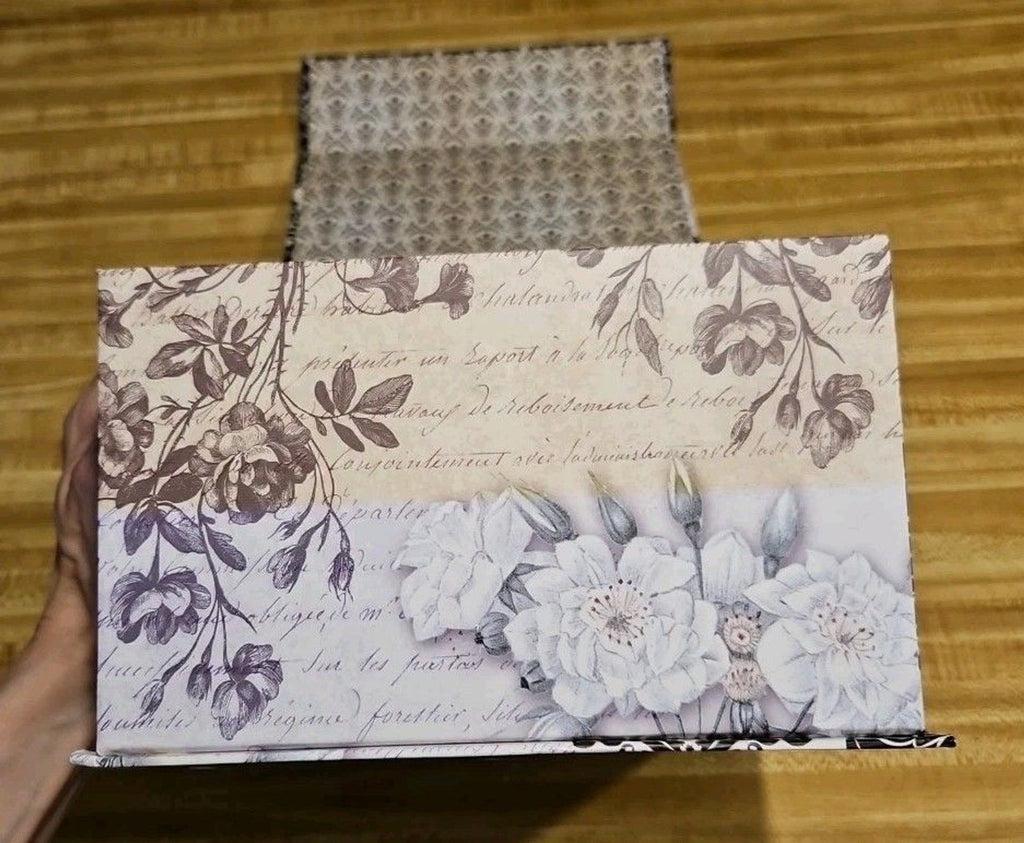 Elegant Storage Box Grey & Black Paris Art Nouveau Live Laugh Love 9"x9"x5"
