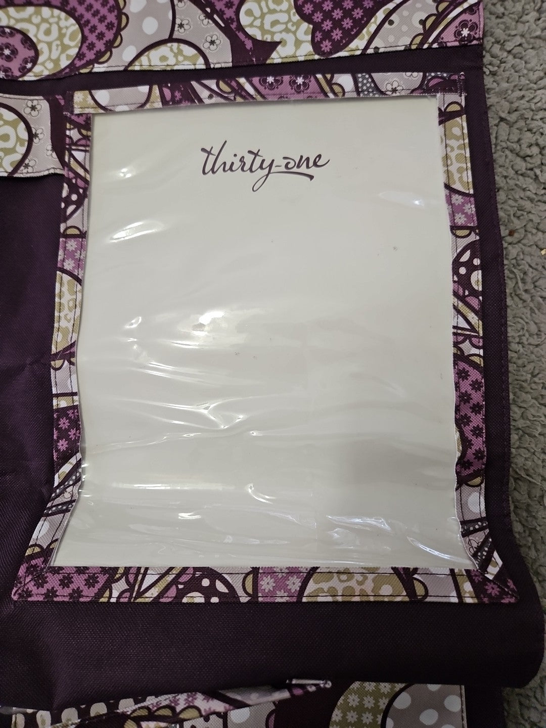 Thirty-One 31 Hang Up Home Organizer Purple Patchwork Paisley 41"x22"