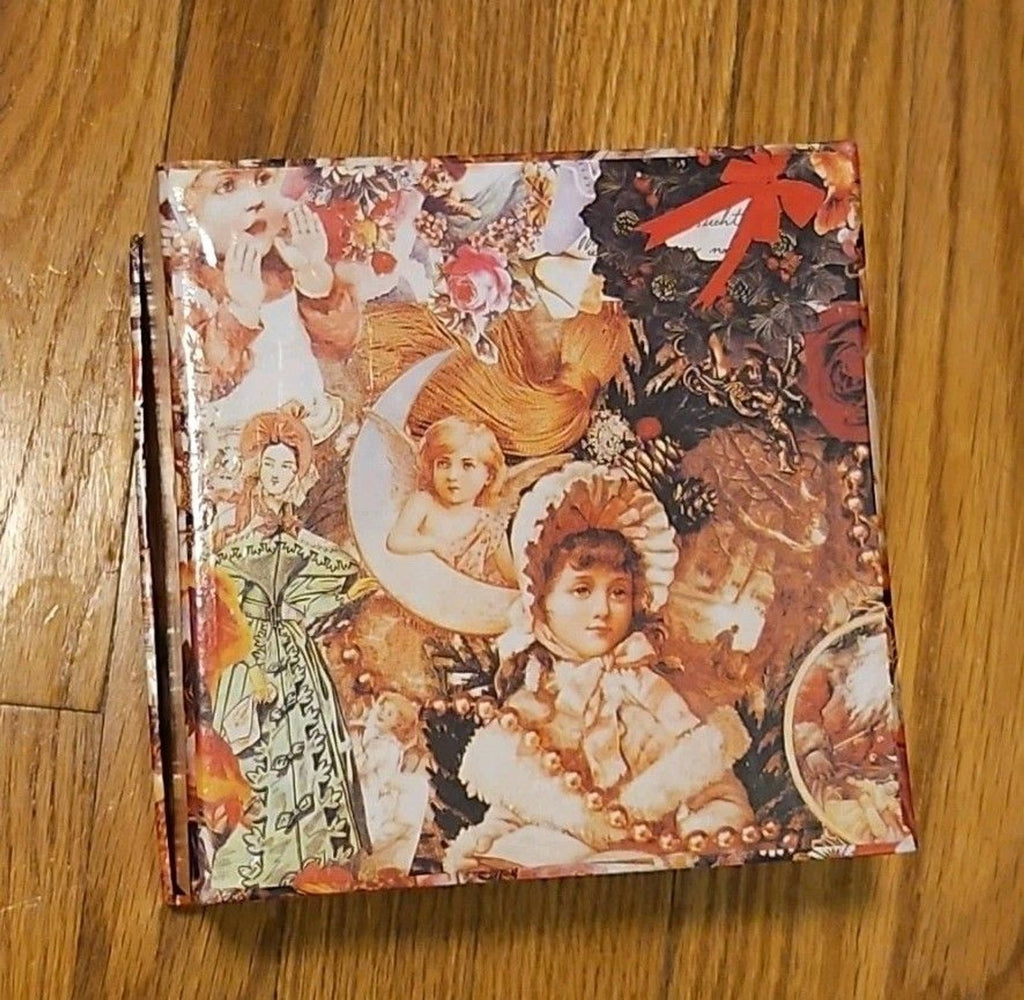 Elegant Storage Box Pink & Red Victorian Cherub Roses Pearls Theme 7" X 7" X 5"