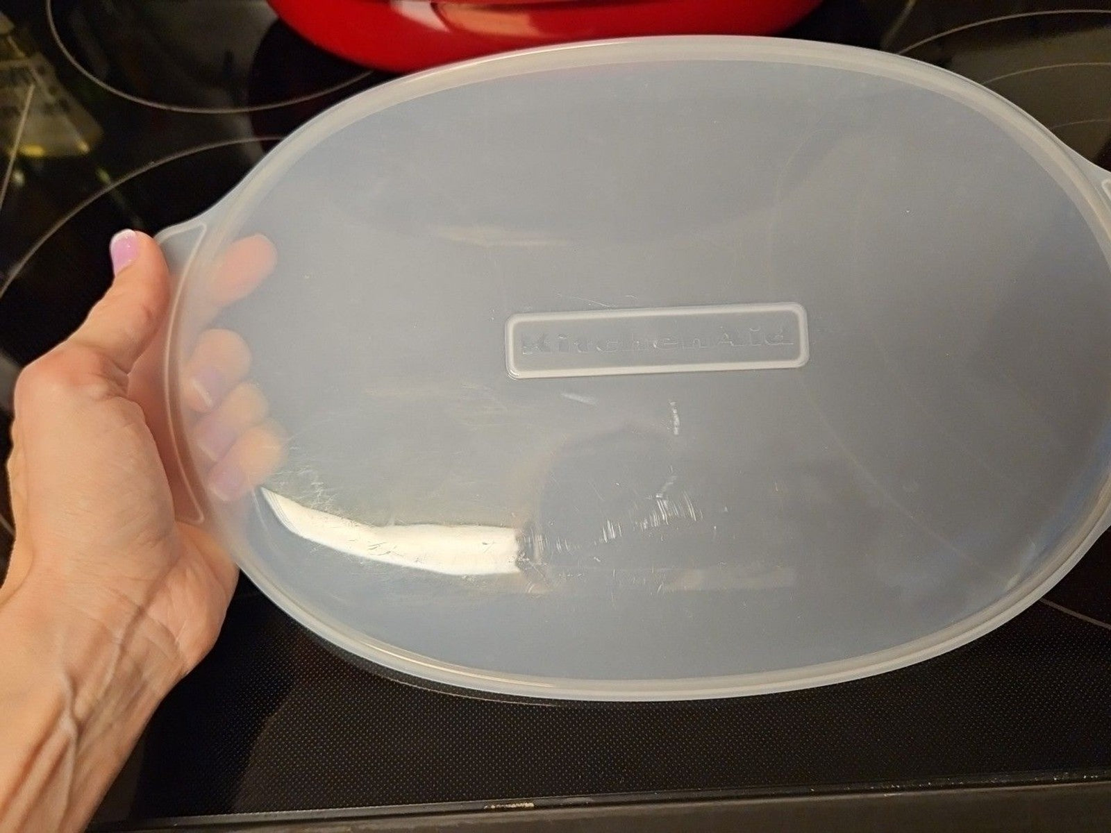 Kitchen Aid Red 9" x 13" Microwave Veggie Food Steamer 3 piece set