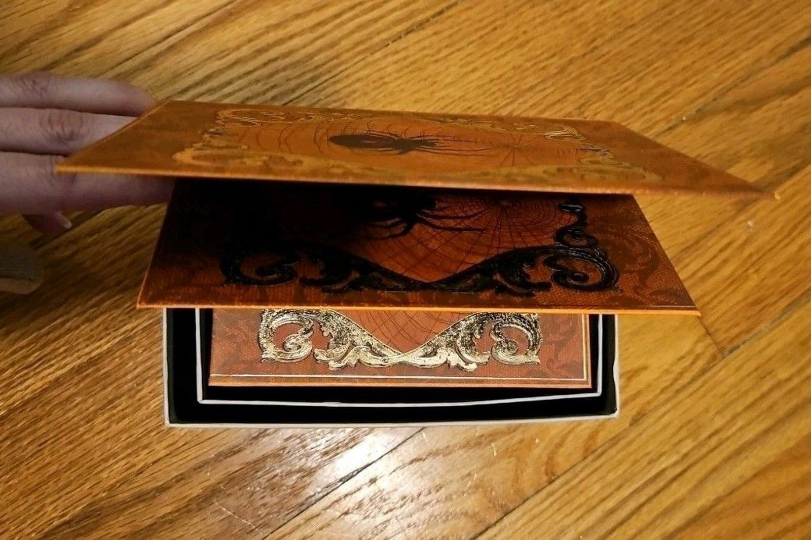 Elegant 3 Pc Nesting Storage Box Set Victorian Goth Halloween Spider Scary Story