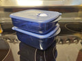 Set of 2 Tupperware Vent N Serve Medium Shallow / Medium Container Indigo Blue