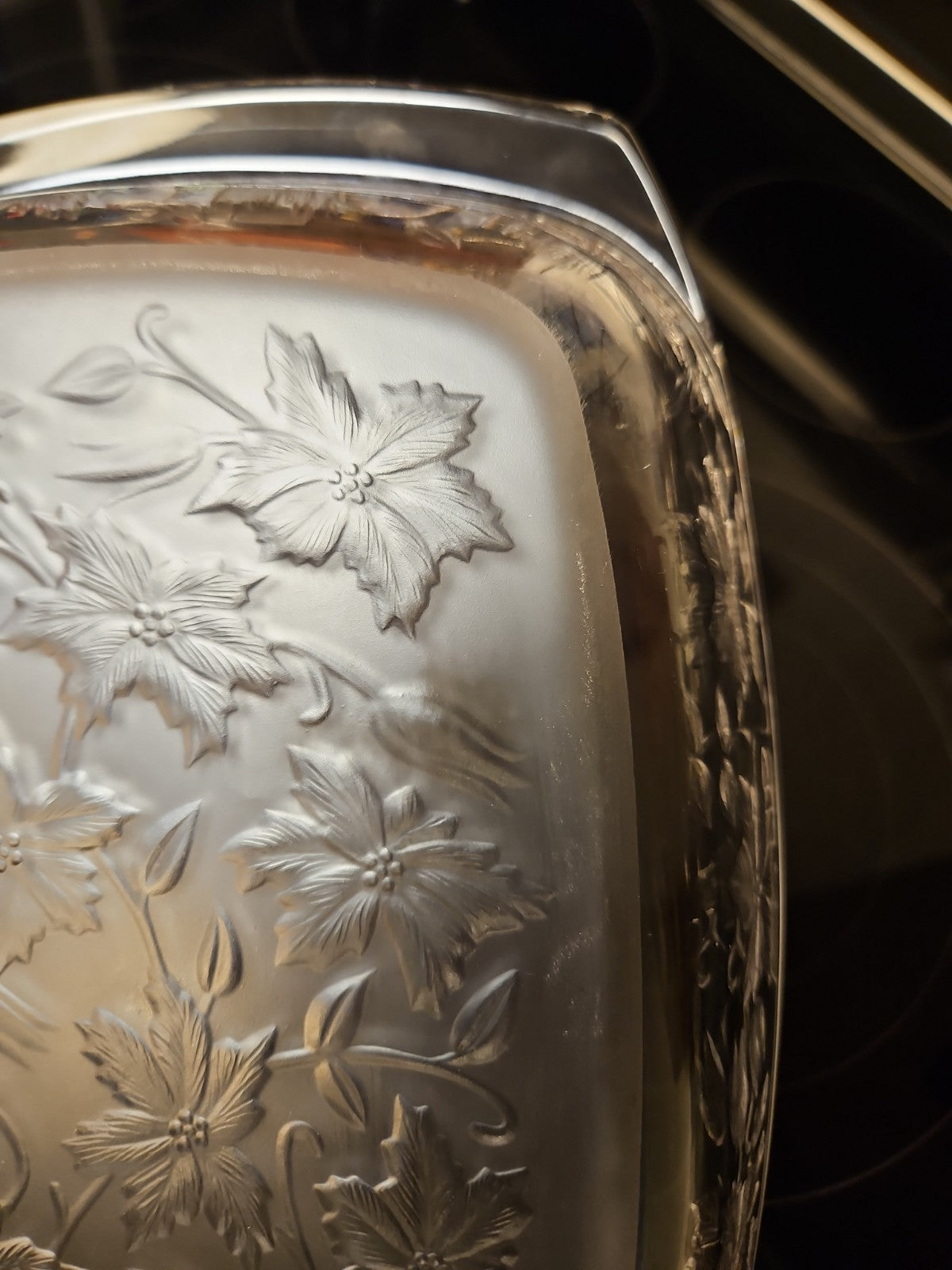 Vintage Princess House Fantasia Glass Casserole Baking Dish Poinsettia 13.5x8.5