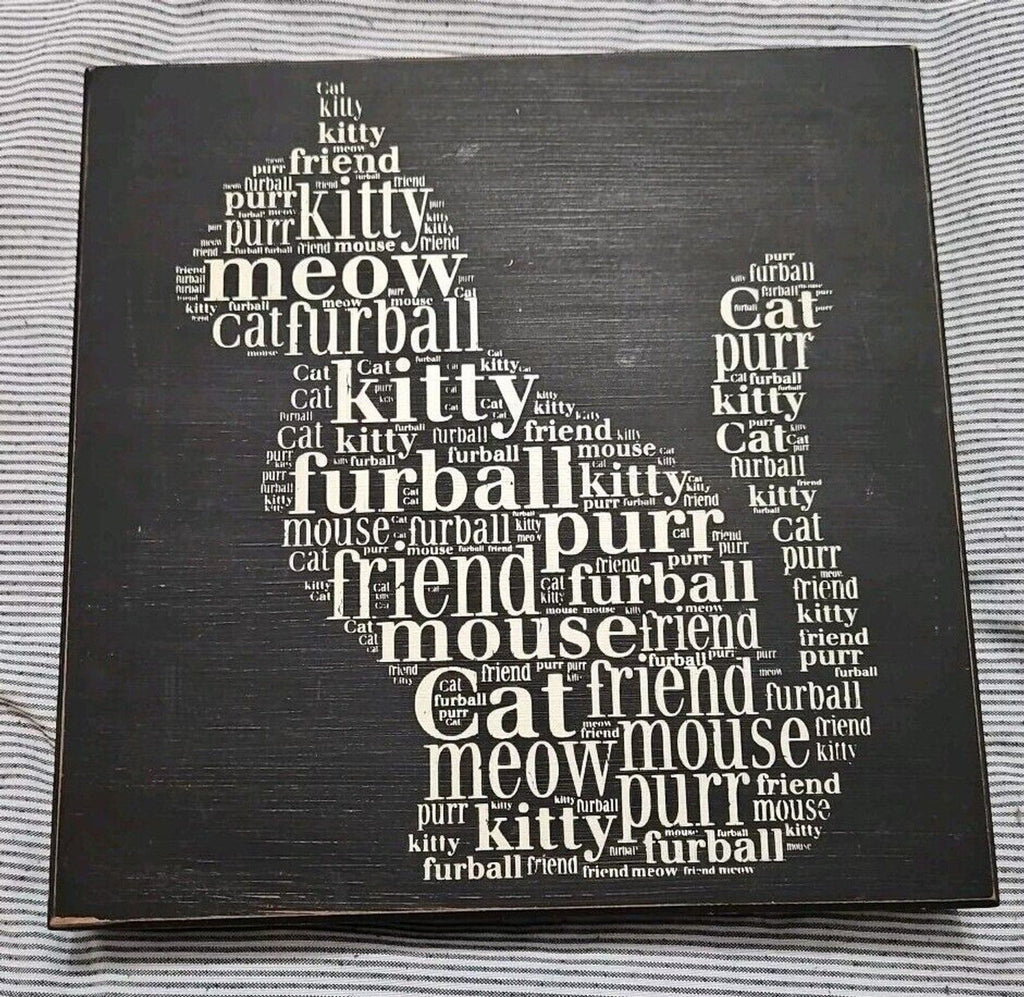 12 X 12 Cat Themed Wooden Plaque Wall Art Vintage, Rustic Style Very Nice!