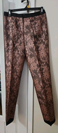 Phoebe Black & Metallic Pink Jacquard Floral Print Sz 2 Satiny