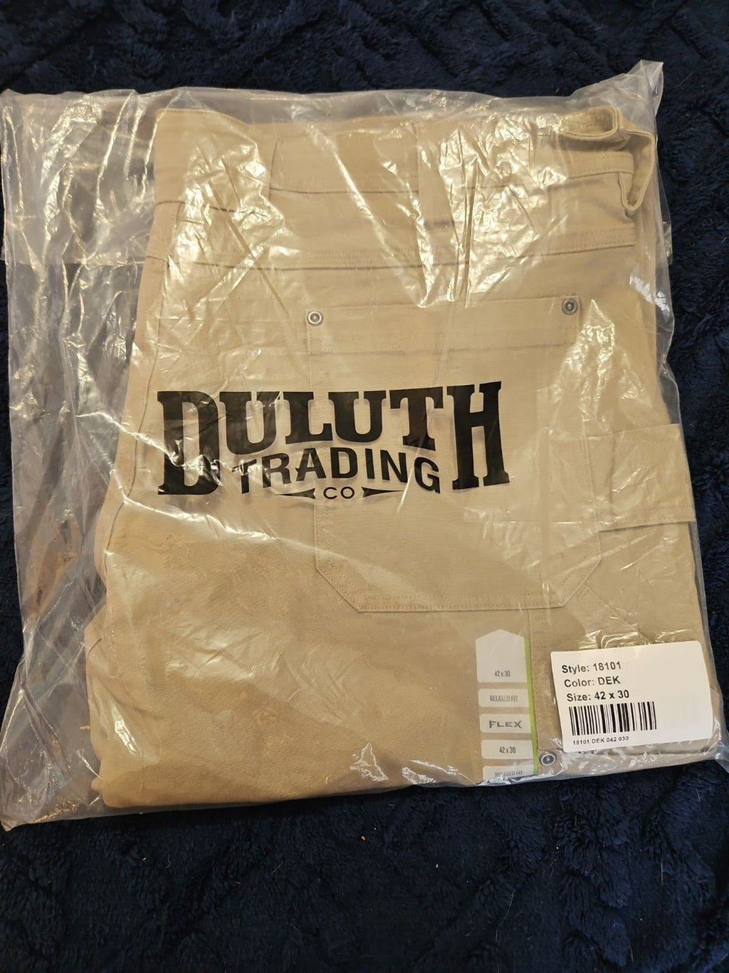 NWT Duluth Men's Flex Fire Hose Relaxed Fit Carpenter Pants 42x30 Desert Khaki