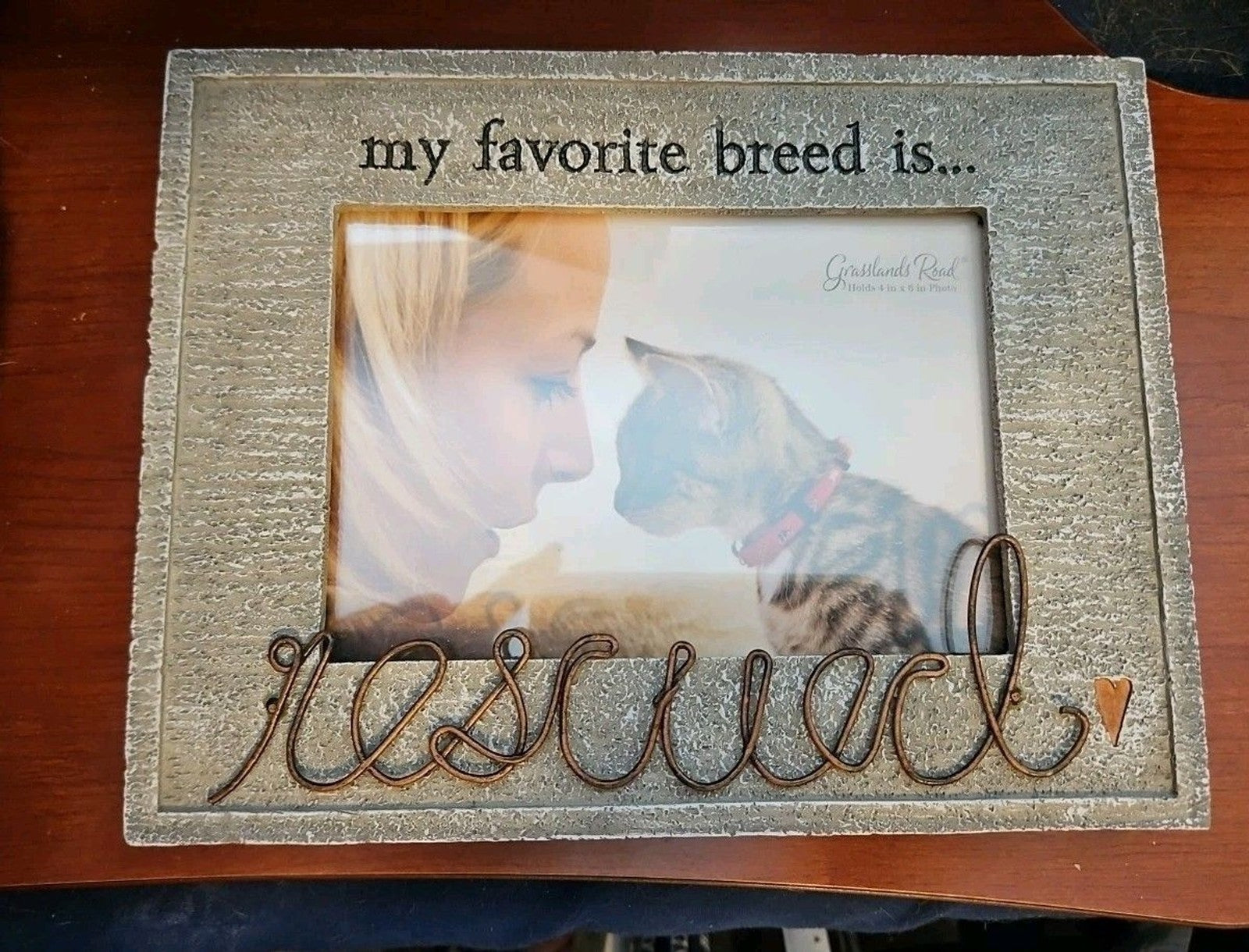 New - My Favorite Breed Is Rescued Dog Cat Pet Picture Frame For 4 X 6 Photo