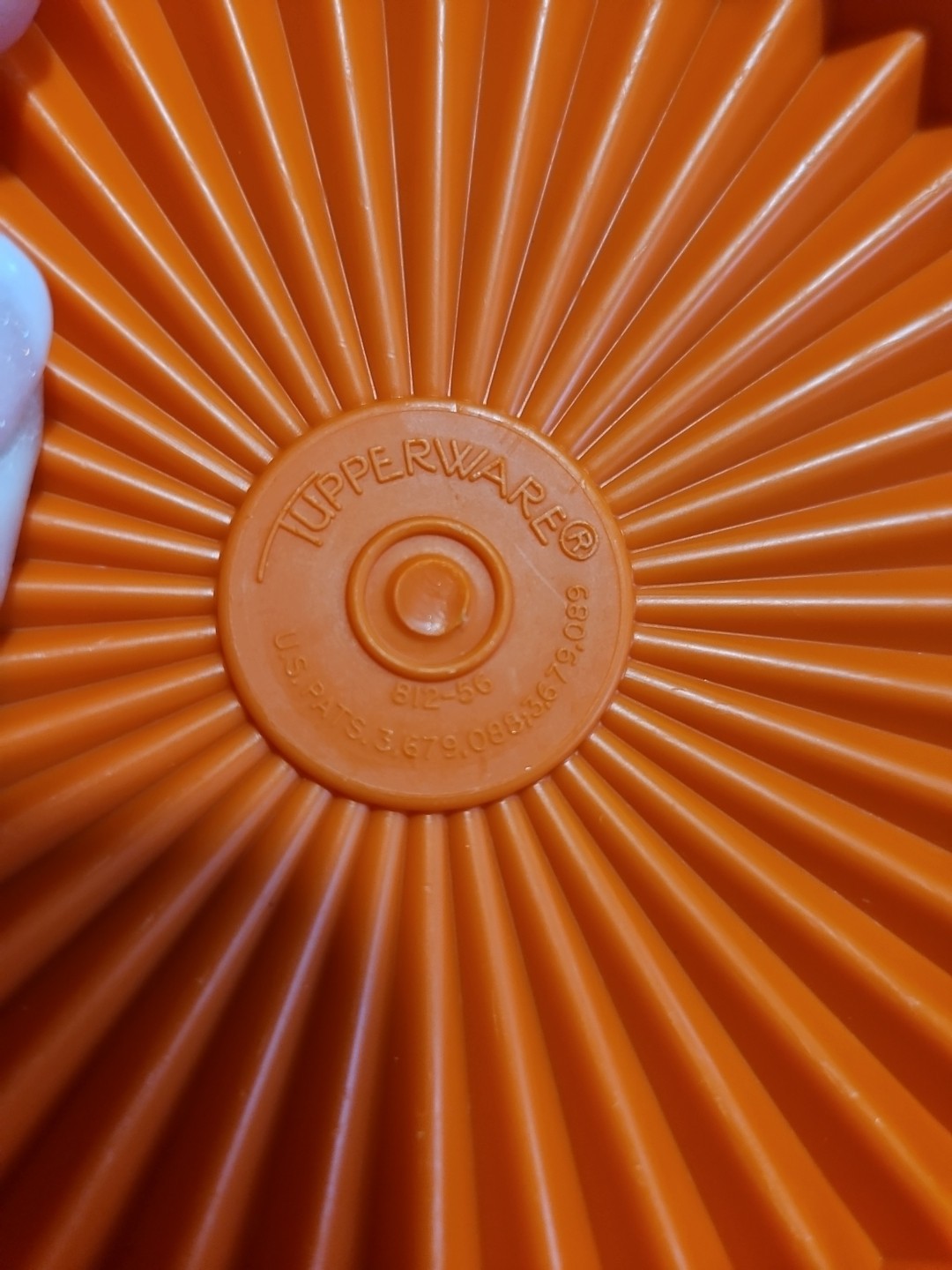 Vintage Tupperware #812 Orange Servalier 5" Round Storage Lid EUC