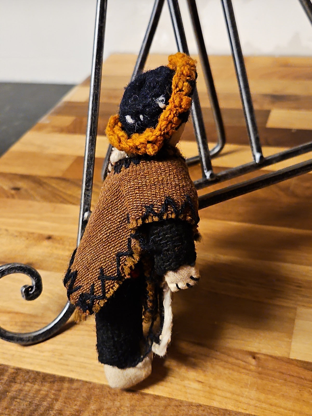 Vintage Andean Folk Art Doll 6.5" Hand Woven Peruvian Knitted Cloth
