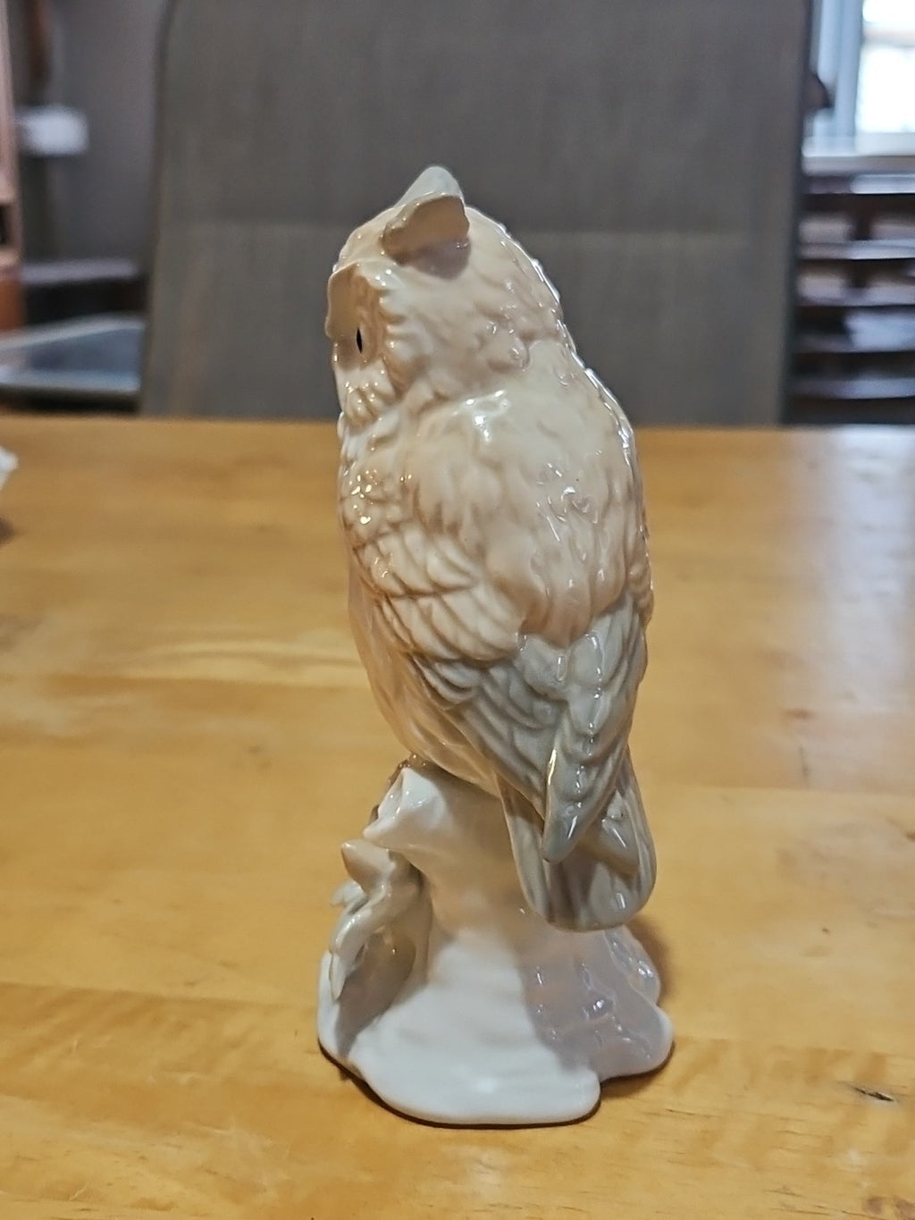 Vintage Otagiri Porcelain 6" Mother & Baby Owls On Branch Figurine EUC