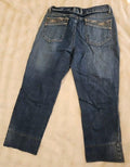 Bisou Bisou Womens Capri Jeans Sz 2 With Copper & Gunmetal Rhinestone Accents
