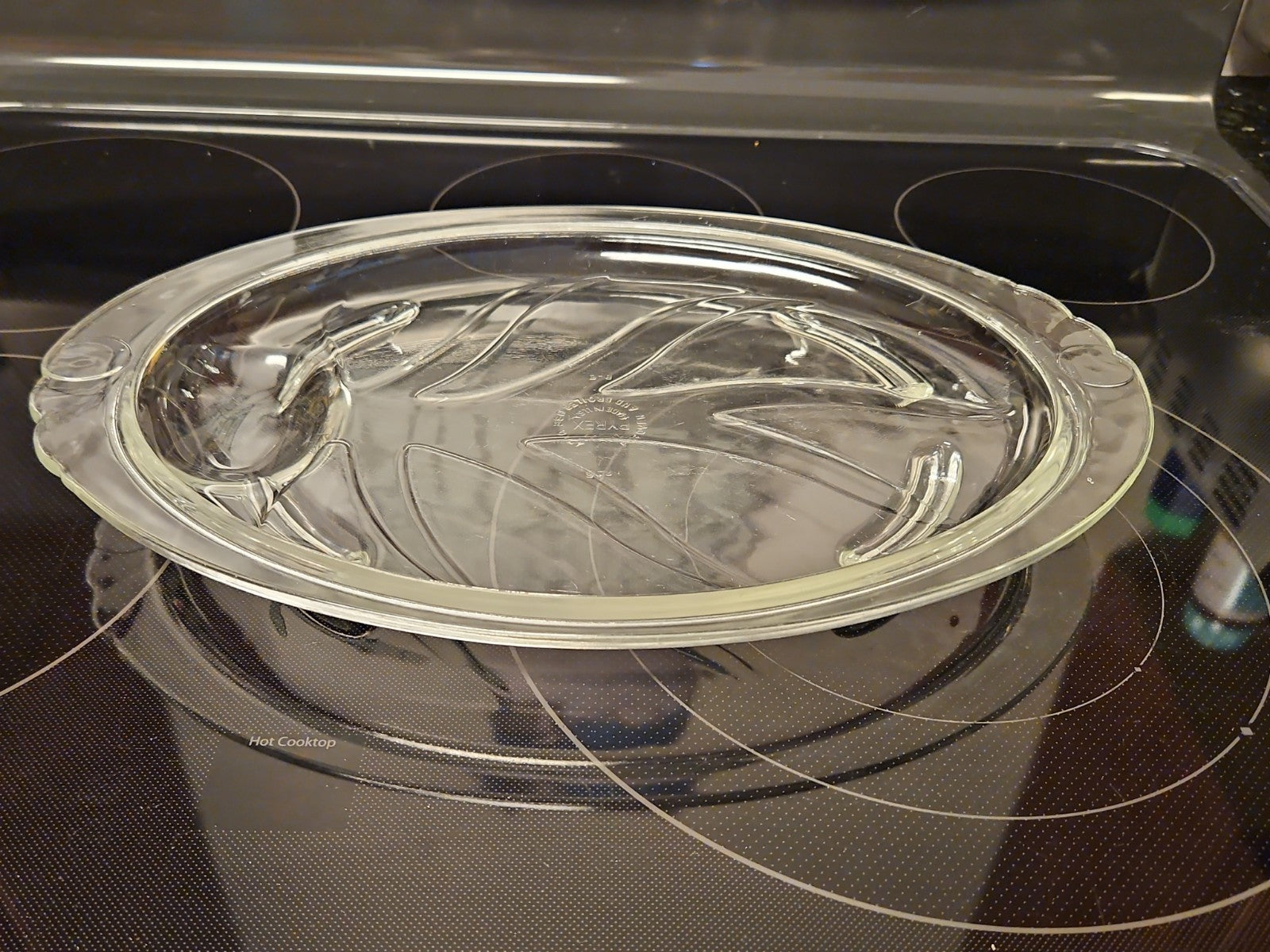 Vintage Pyrex 815 Clear Glass Tree of Life 15" Serving Platter w/Drip Well