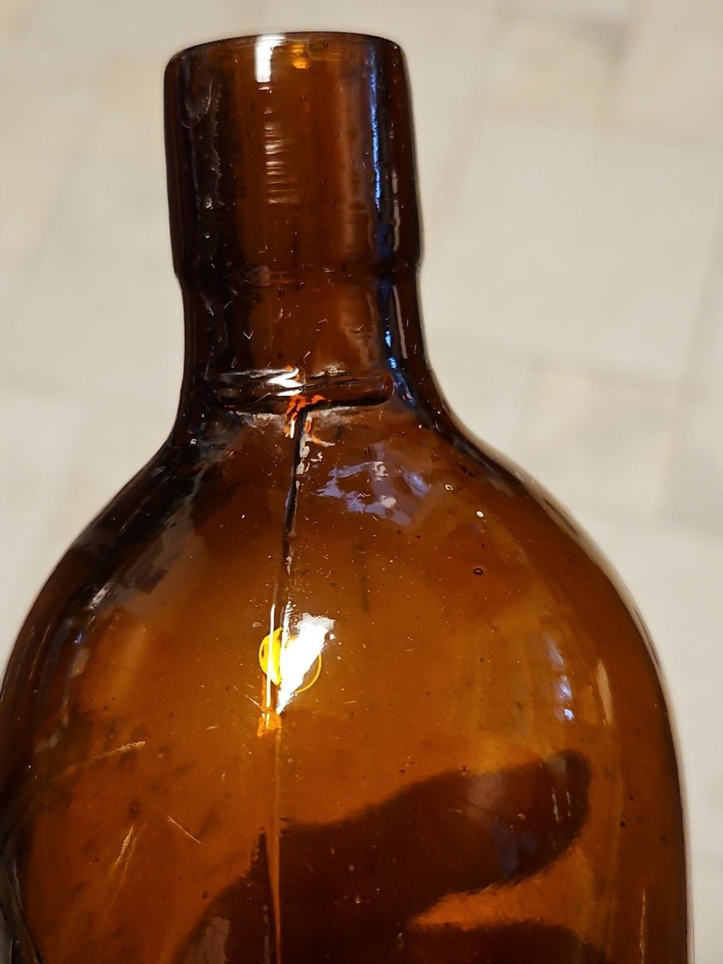 Vintage 1890s Duffy Malt Whiskey Bottle Brown Amber Hand Blown