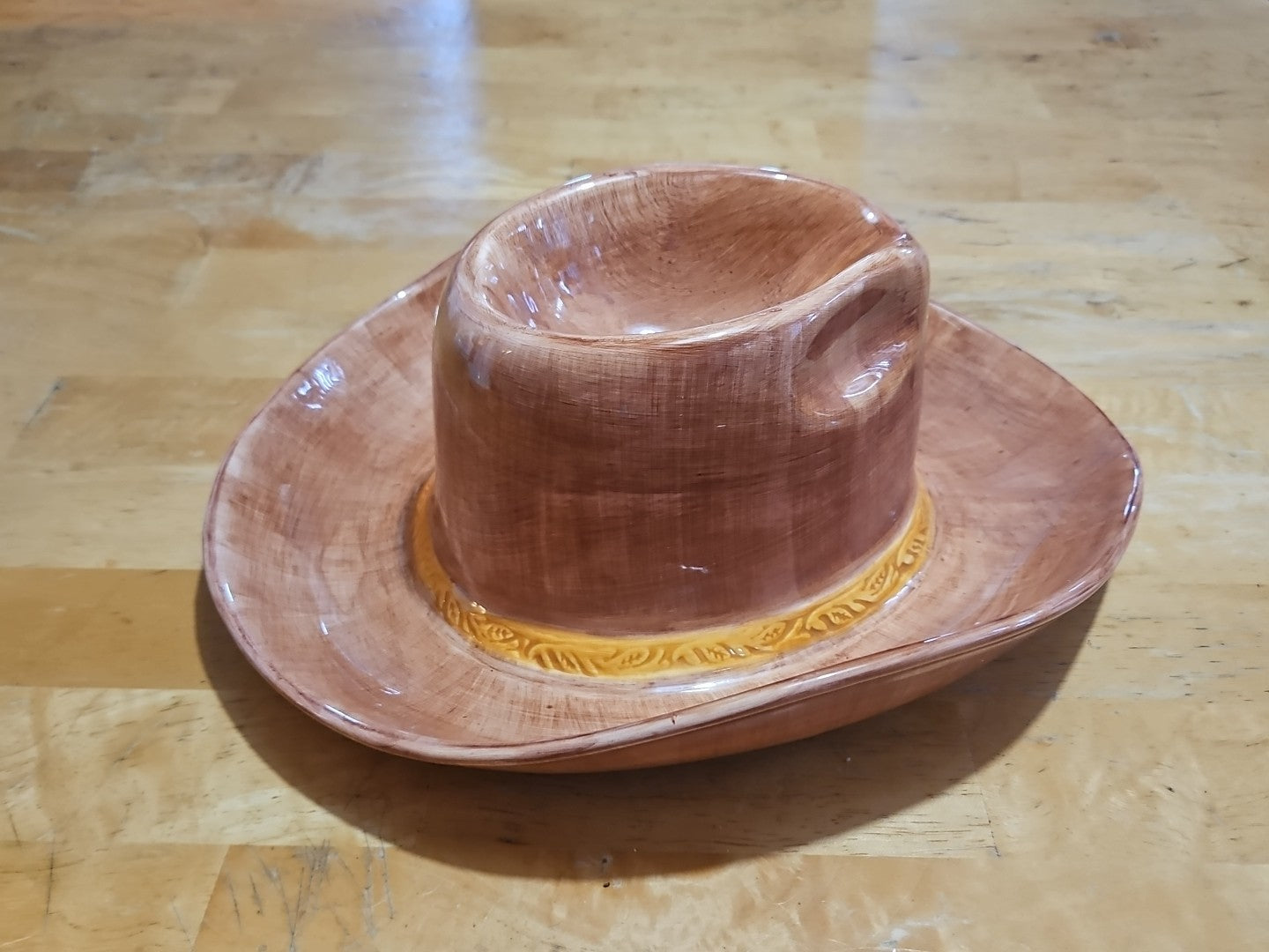 Vintage 1993 Boston Warehouse Trading Cowboy Hat Ceramic Chip & Dip Tray Mint