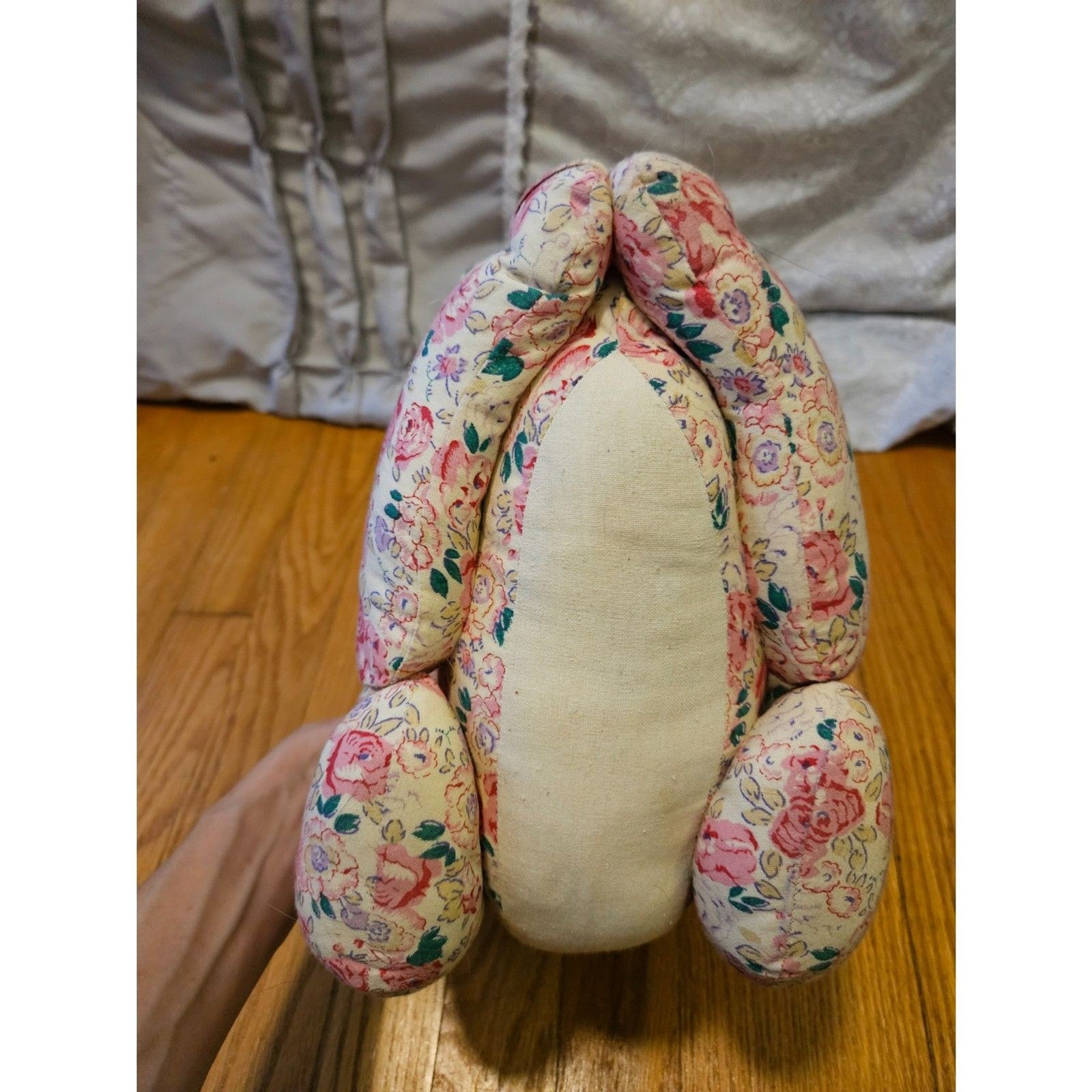 Vintage Style Pink Roses Floral Fabric Cat Door Stopper Ribbon Accent 11"x7"x 9"