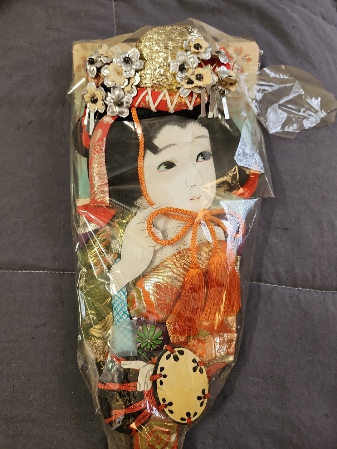 NIP Vintage Geisha Japanese Hagoita Wooden Badminton Paddle READ