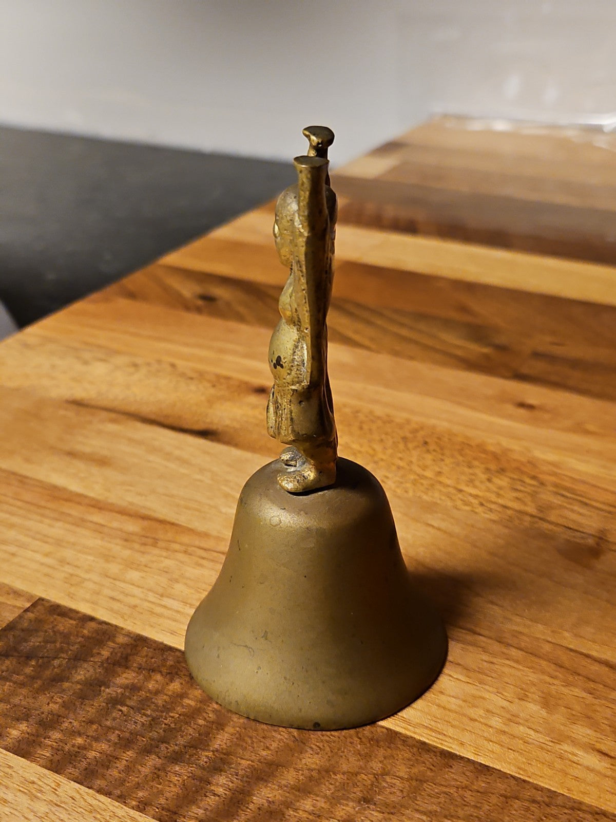 Vintage MCM Brass Laughing Buddha Bell Buddhism Alter Decor 4.5"