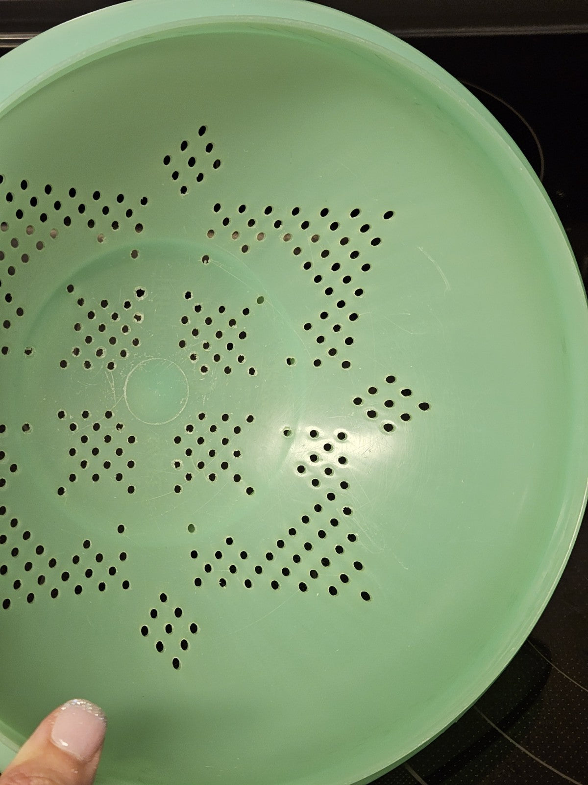 Vintage Tupperware Jadeite Green 9'' Pasta Strainer Colander W Lid #339 & #516