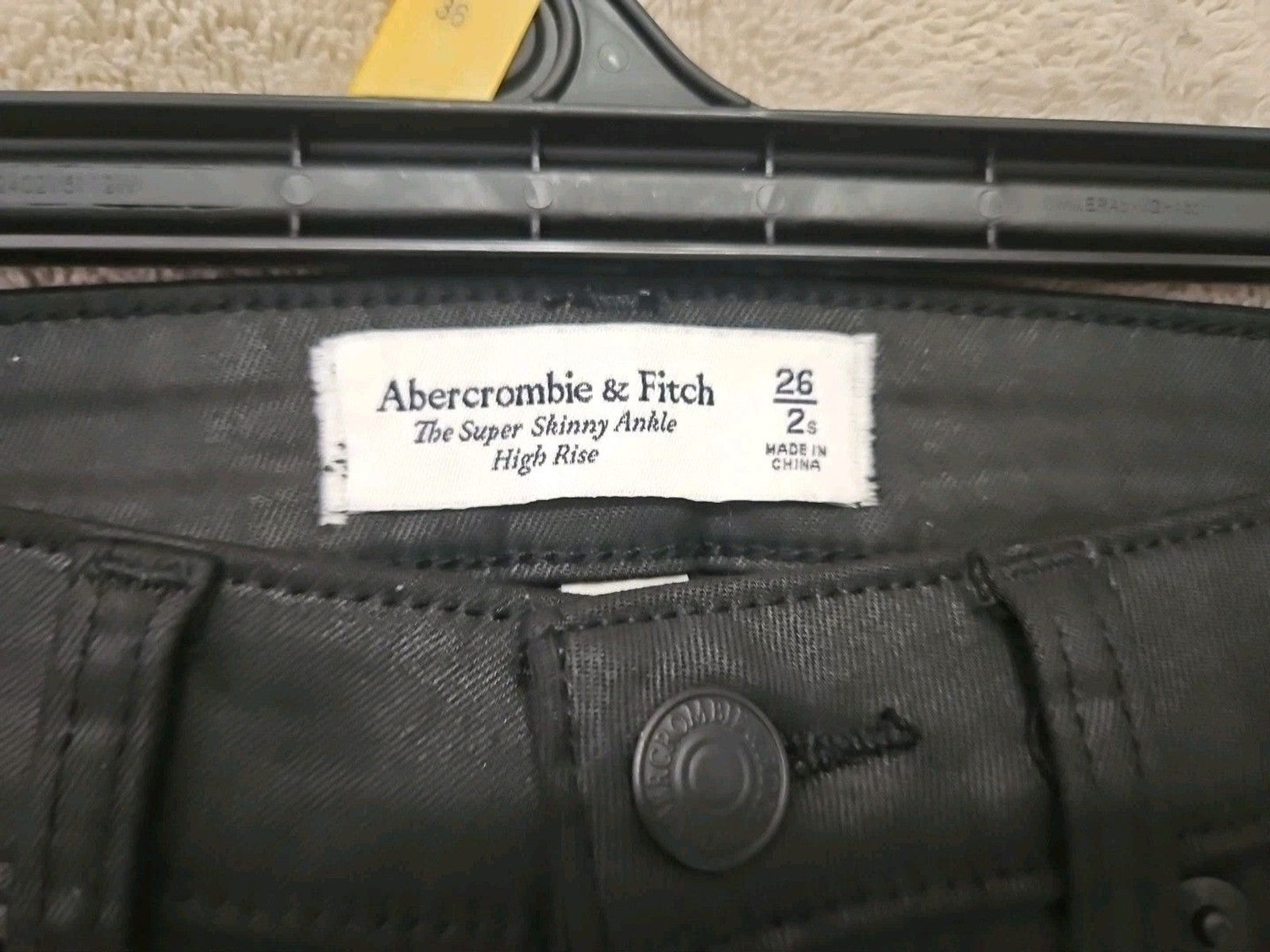 Abercrombie & Fitch High Rise Super Skinny Ankle Black Coated Jeans Size 2