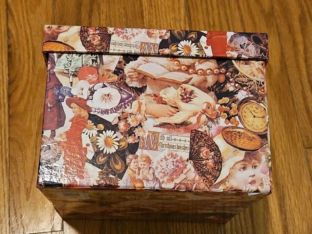 Elegant Storage Box Pink & Red Victorian Cherub Roses Pearls Theme 7" X 7" X 5"