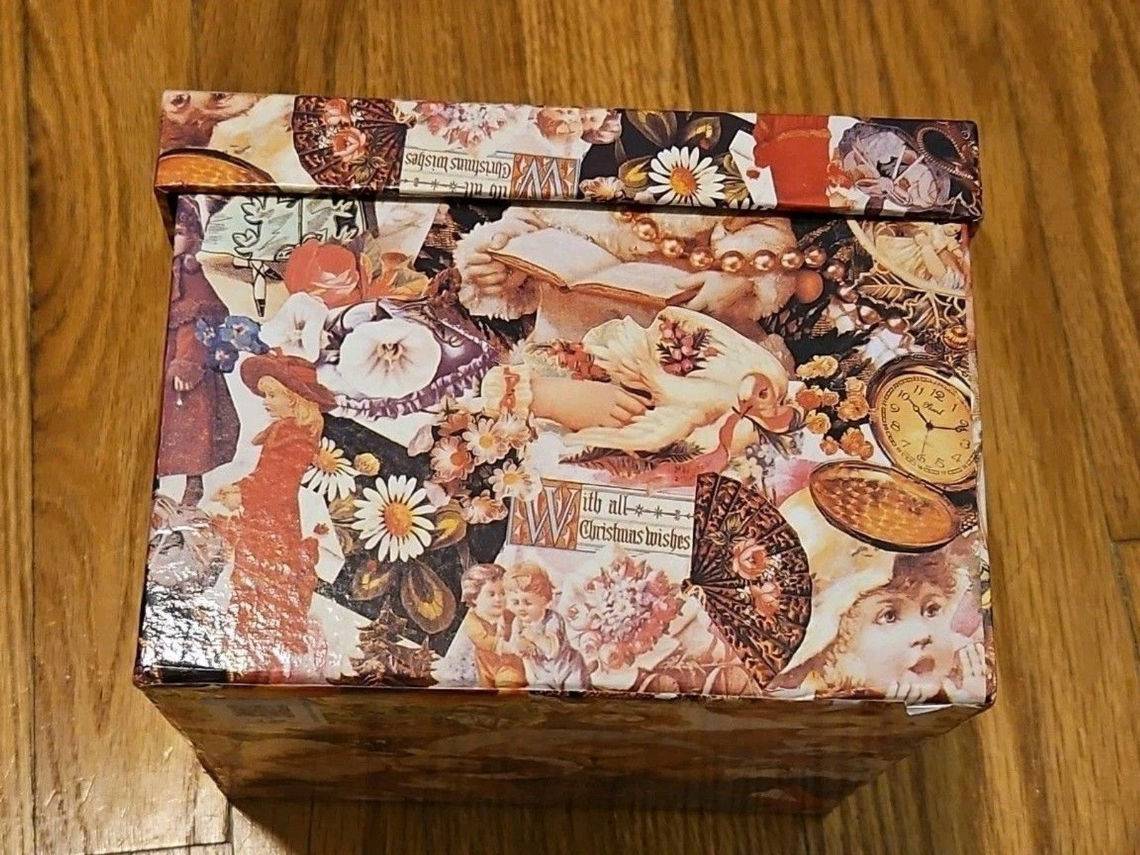 Elegant Storage Box Pink & Red Victorian Cherub Roses Pearls Theme 7" X 7" X 5"