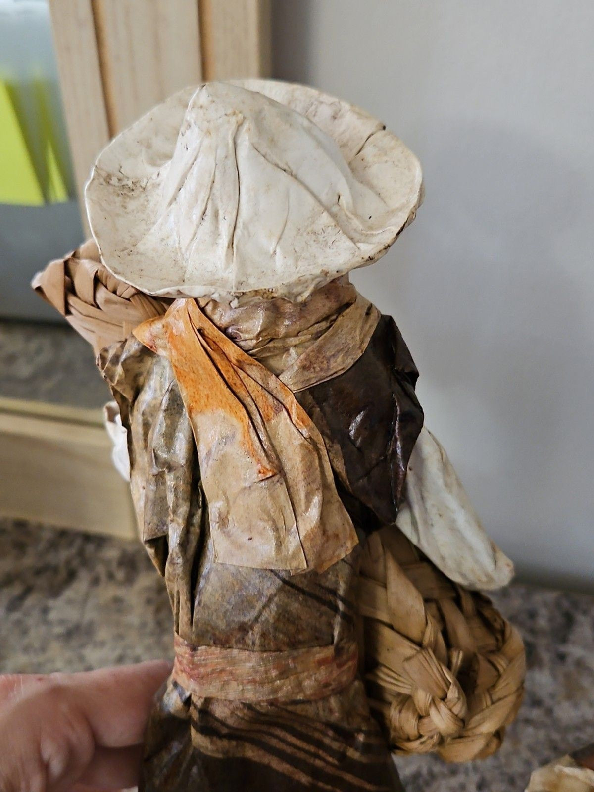 Set of 2 Vintage Paper Mache Mexican Folk Art Sculptures Farmers With Harvest