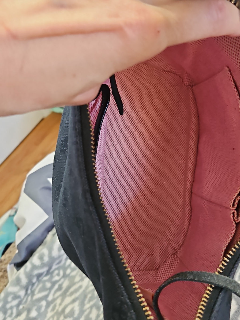 Vintage Dooney & Bourke Black Signature Monogram DB Canvas Mini Hobo Bag Purse