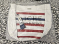 NIP Miche Stars And Stripes Demi Shell Faux Leather Red White Blue Tassel Accent