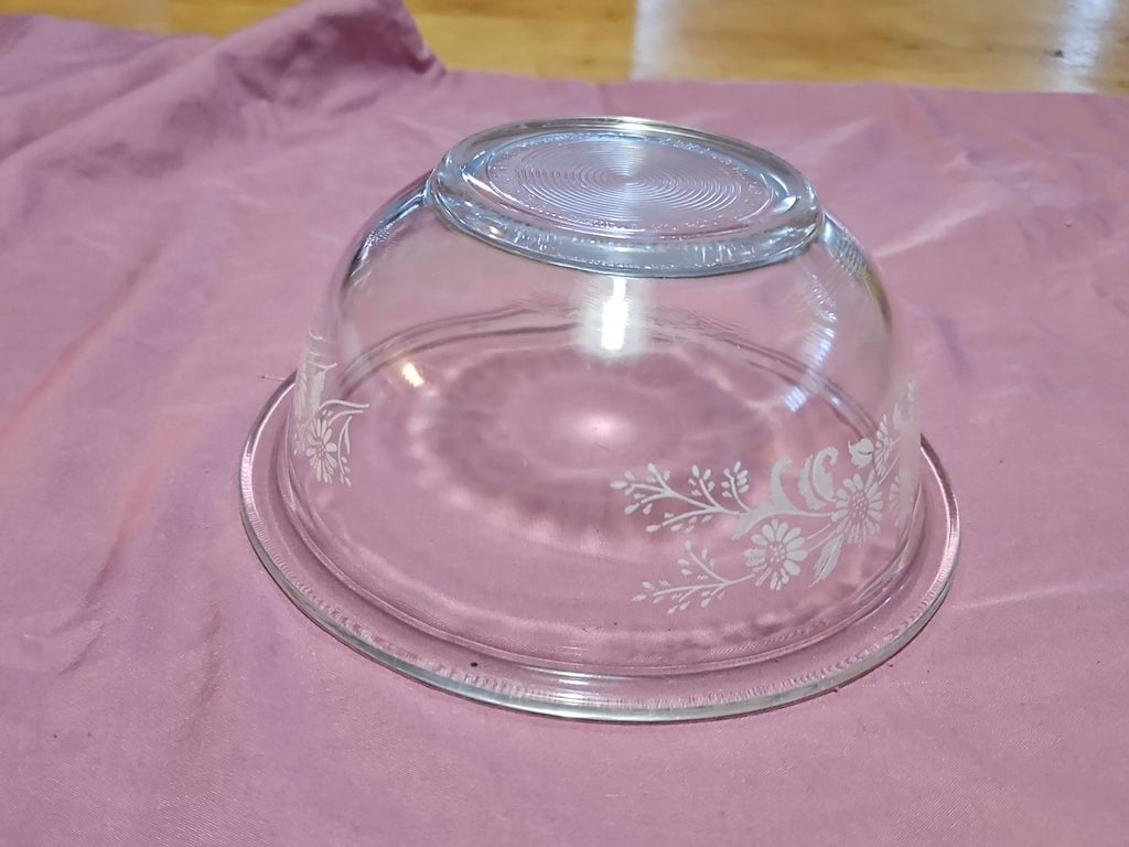 Vintage Pyrex #322 Colonial Mist Clear White Lace Floral 1 L Bowl