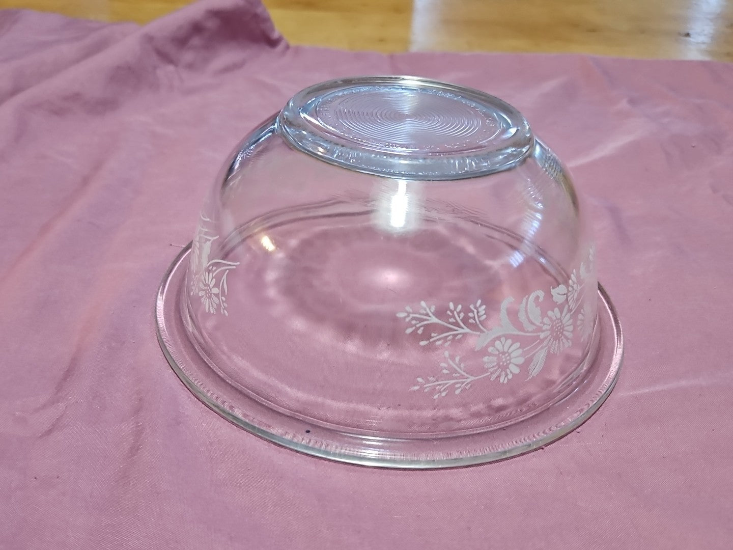 Vintage Pyrex #322 Colonial Mist Clear White Lace Floral 1 L Bowl