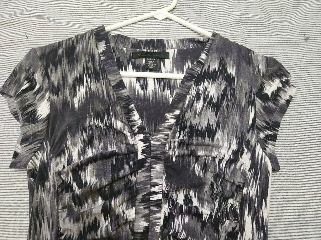 Kenneth Cole New York Women’s Sz Small Ruched Rite Dress Black & White Mosaic