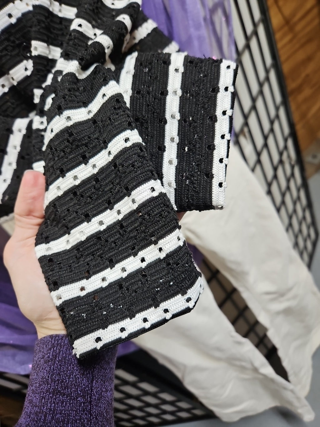 H&M Divided Button Front Black & White Striped Light Weight Cardigan, Size S