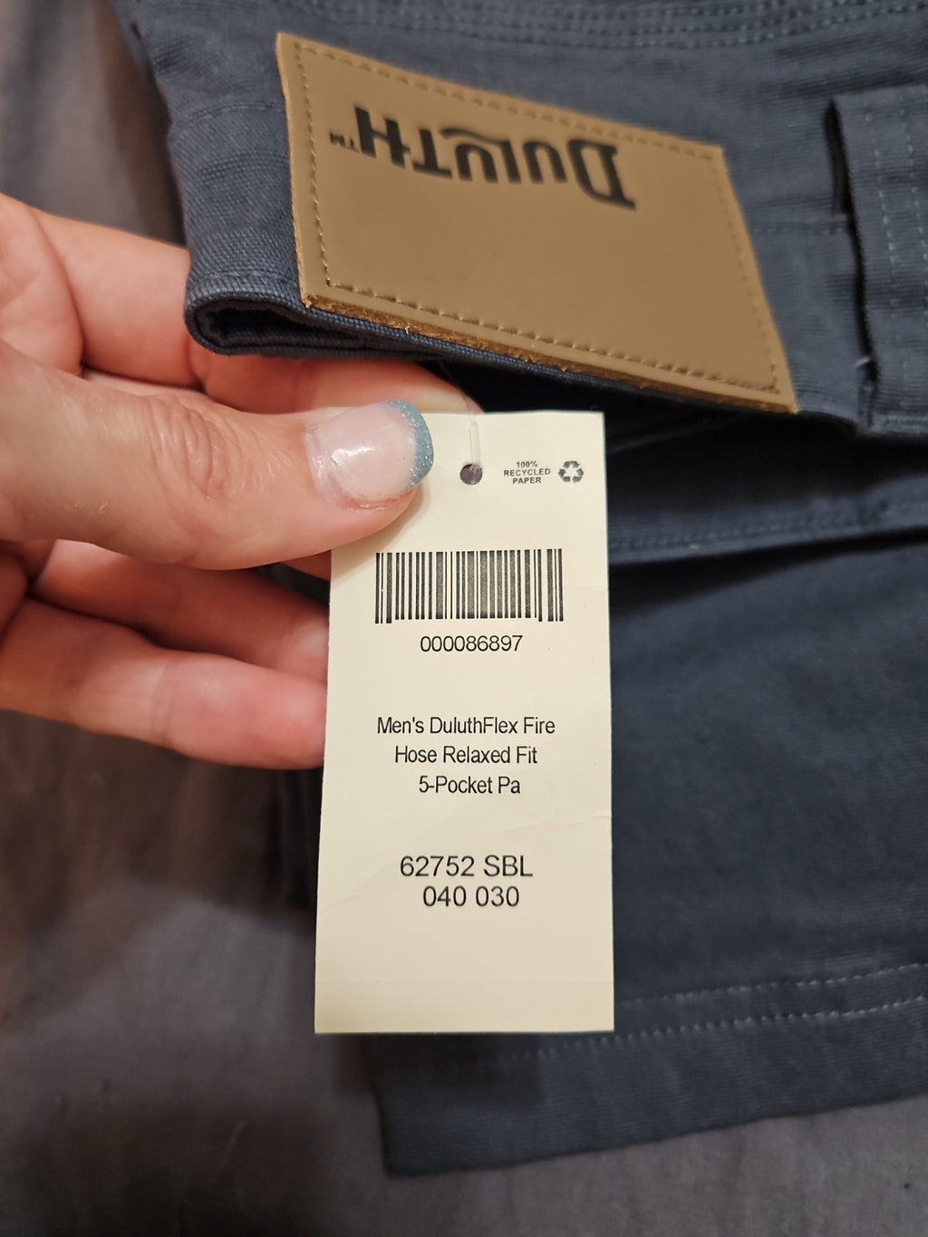 NWT Duluth Trading Co Flex Fire Hose Relaxed Fit 5 Pocket Pants 40x30 Steel Blue