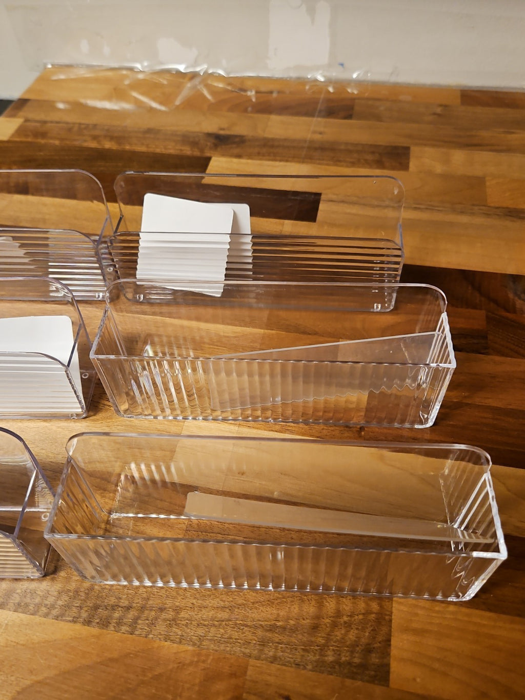 Lot Of 6 Clear Acrylic Adhesive Wall Mounted Organizer Bins Cabinet Storage NIB
