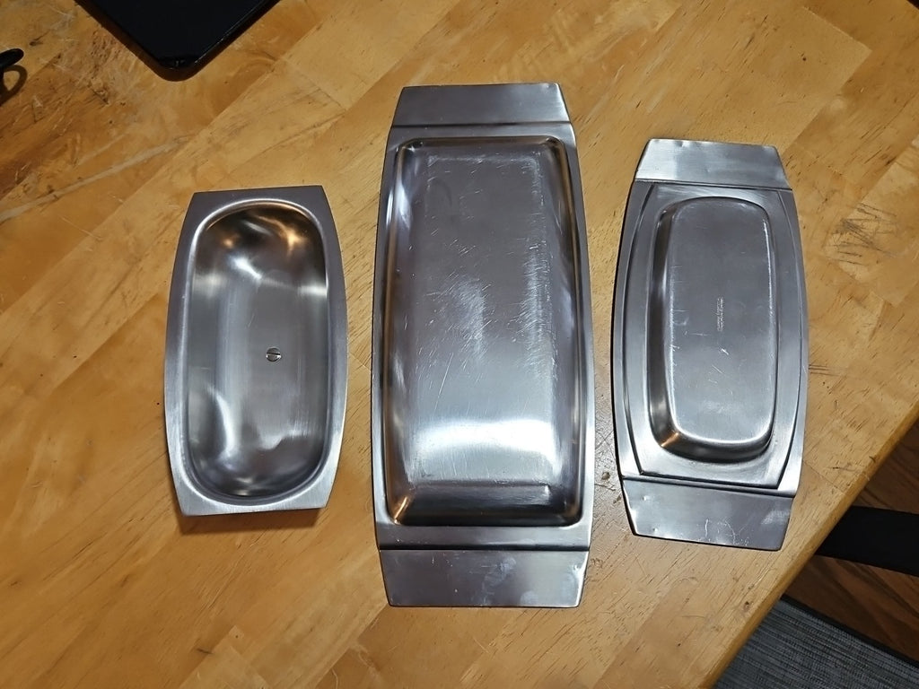 Stanley Roberts Velvet Pattern Stainless Steel Butter Dish & Condiment Platter