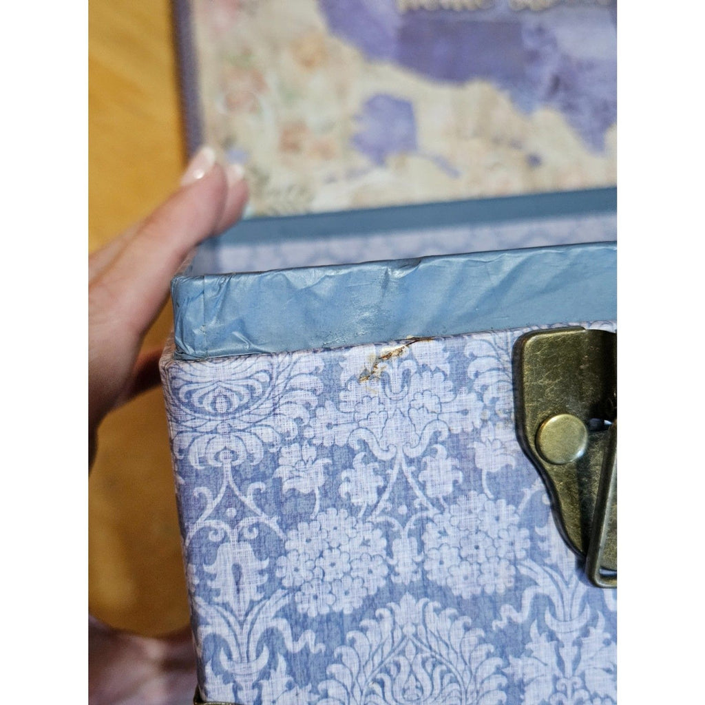 Rustic Shabby Chic Lavender "Home Sweet Home" Storage Trunk Box 15.5"x10"x4.5"