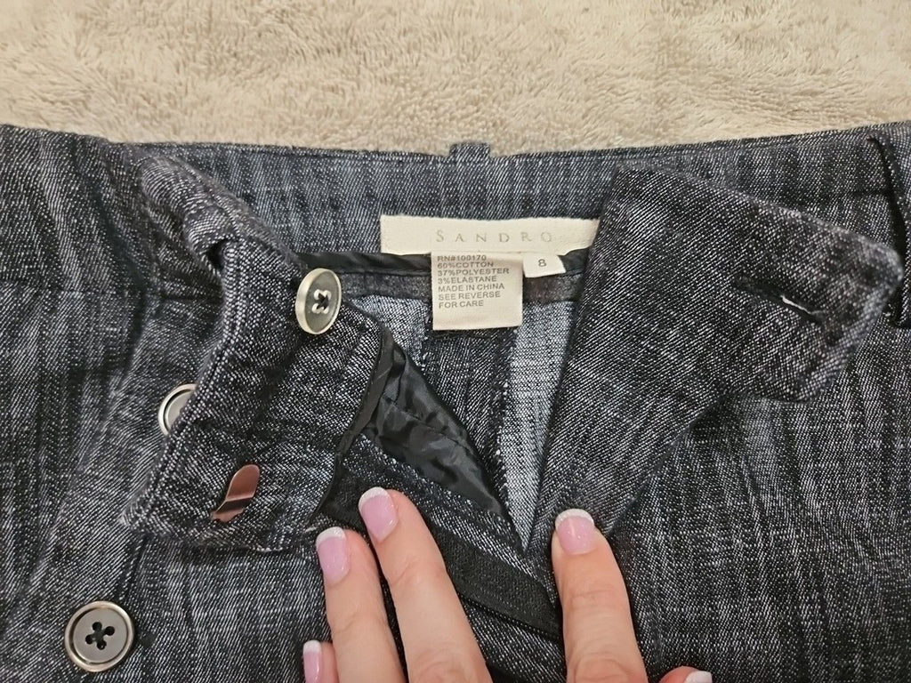 Sandro Bermuda Shorts Womens 8 Dark Gray Button Detail Pockets