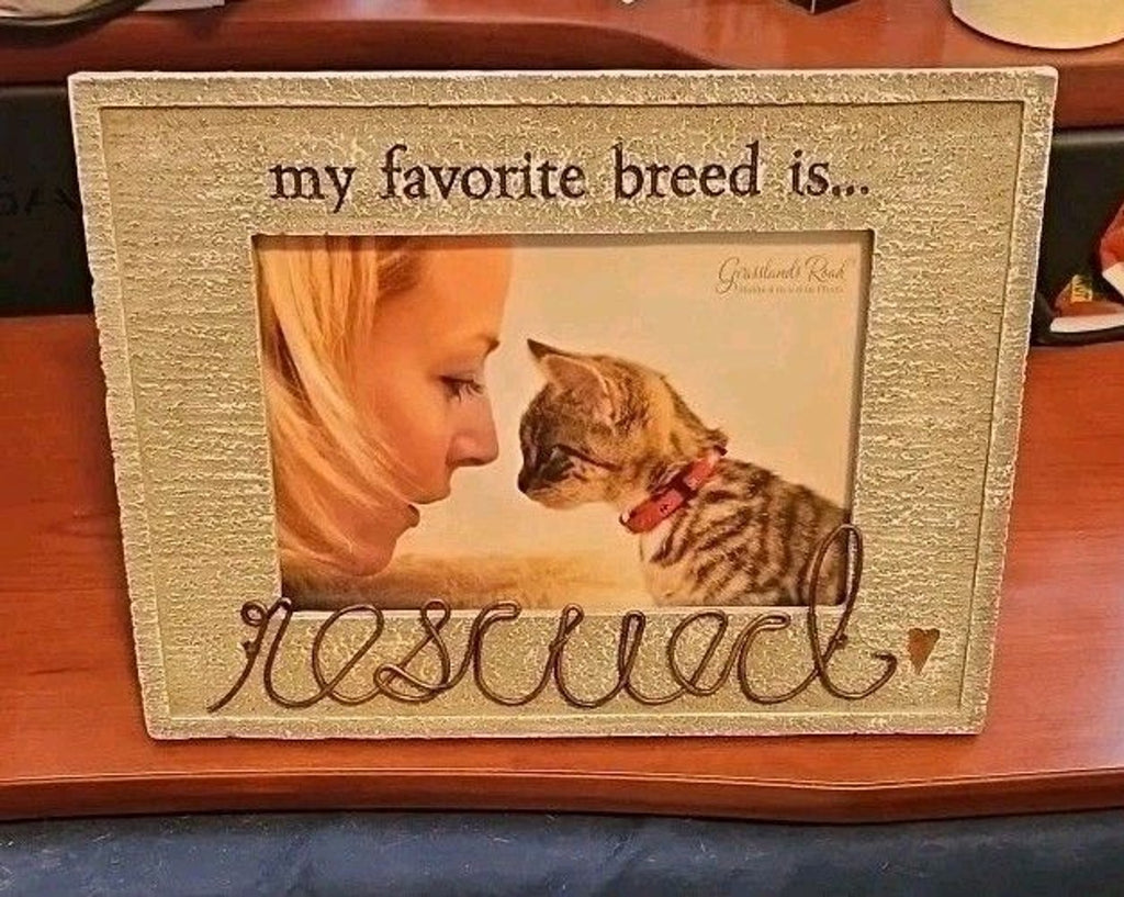 New - My Favorite Breed Is Rescued Dog Cat Pet Picture Frame For 4 X 6 Photo