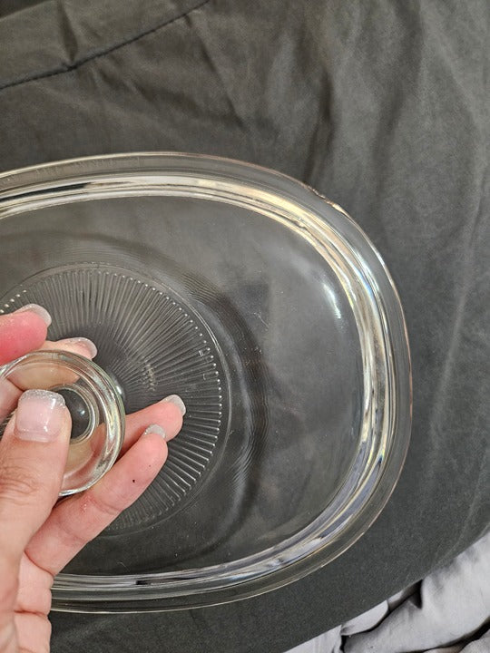 Vintage Pyrex Replacement Lid Pyrex F12C Aqua tint 9.75" x 7.5" EUC
