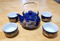 Vintage Japanese Cobalt Blue Tea Set With Gold Peacock Design - Teapot W/ 4 Cups