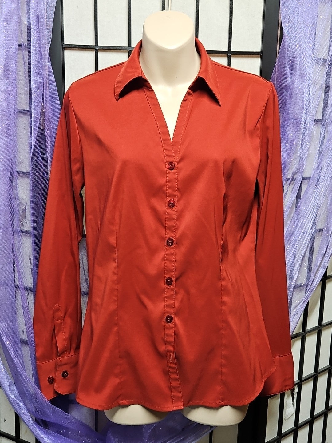 iCO Ladies' Cool Stretch Blouse Long Sleeve - Sz S Rust Color