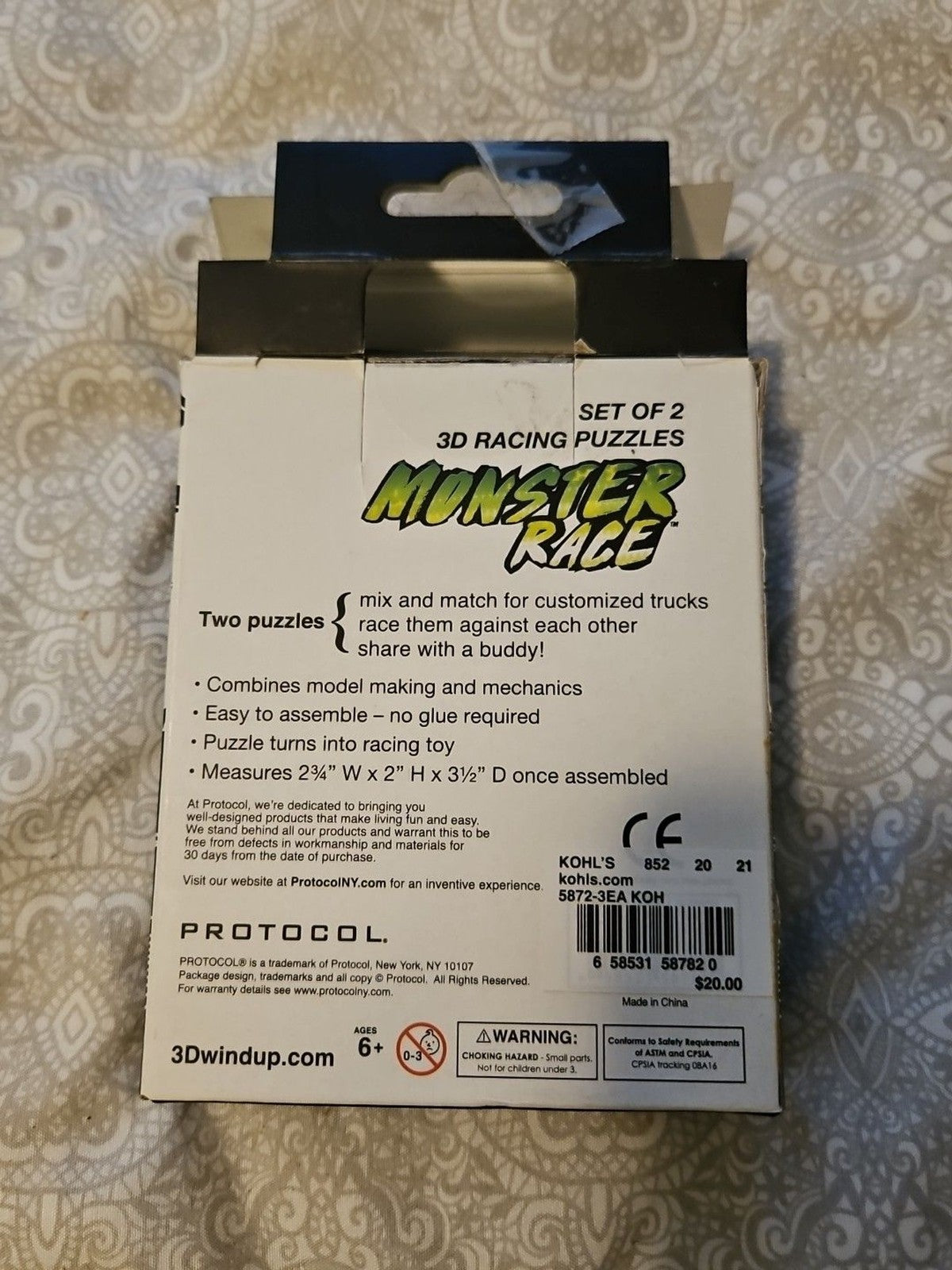 Protocol Monster Race Glow in Dark Racing Tow Trucks 3D Set of 2 Puzzles NIP