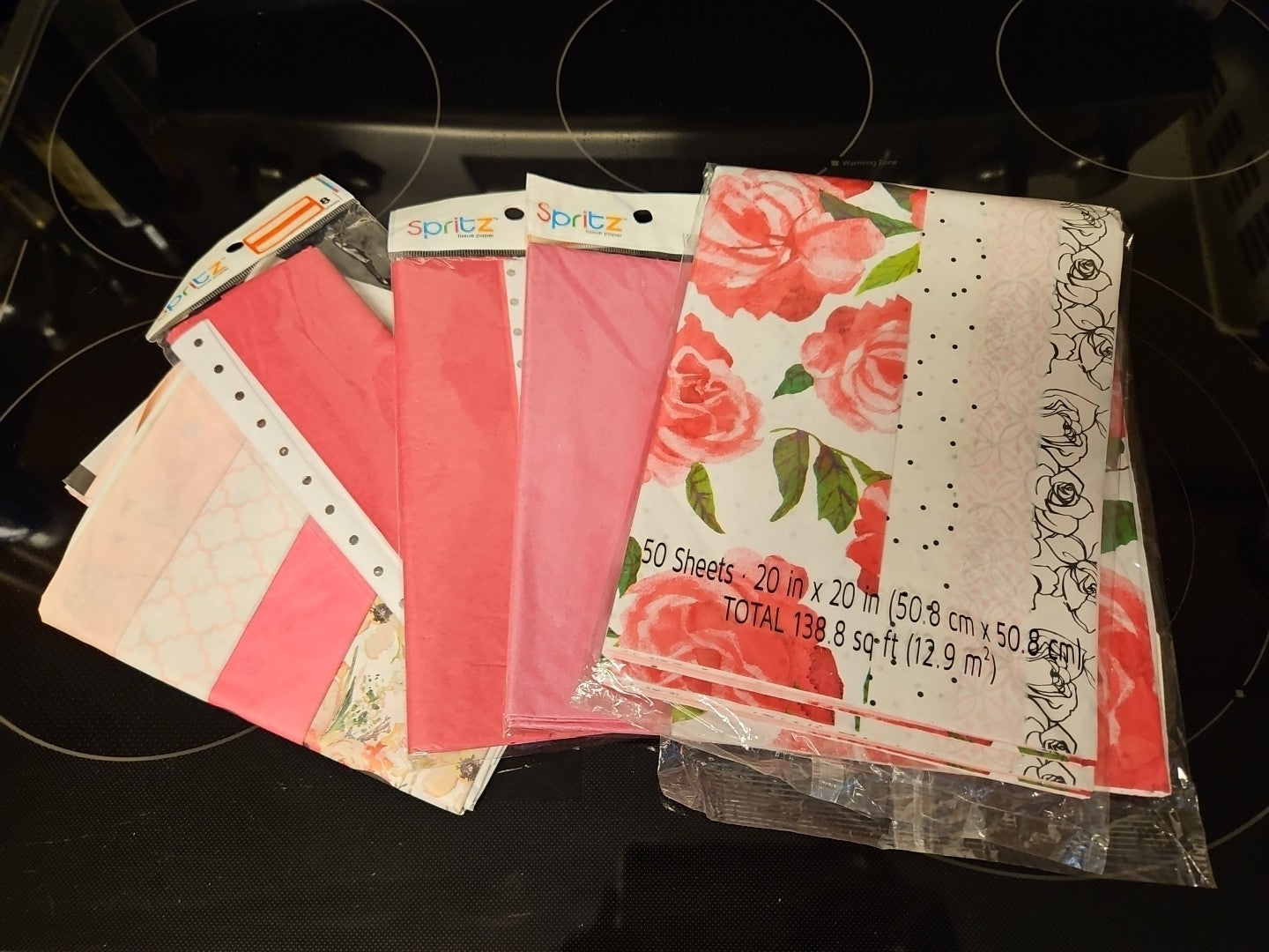 Lot Of 5 Tissue Paper Packs Pretty Pink Girly Chic Floral 3 Brand New & 2 Open