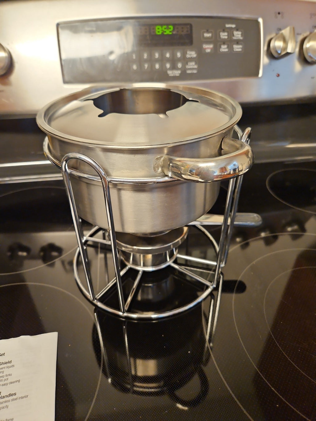 Casa Moda Buffet Stainless Steel Fondue Set Chocolate & Cheese 3 Plates No Forks