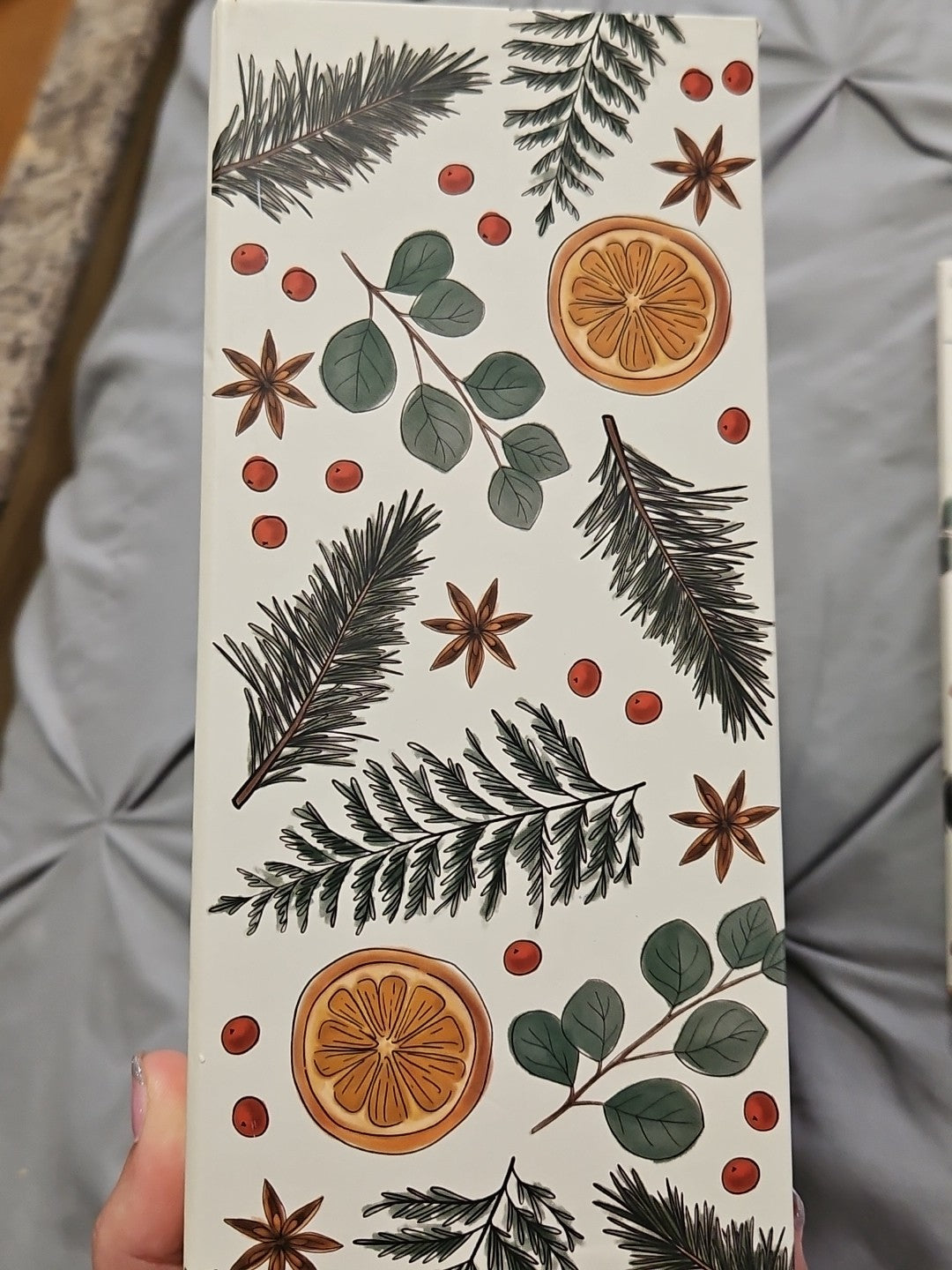 Lady Jayne Storage Box Citrus, Berry, Spice Greenery Holiday Theme 9"x9"x4"