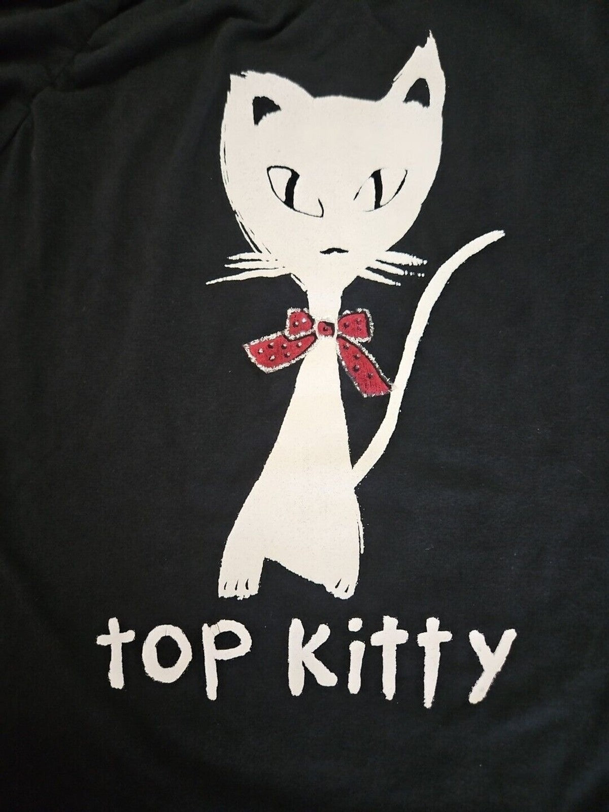 K Scion Goth Look Off Shoulder Rouched Sleeves Chain Detail Top Kitty Cat Sz M