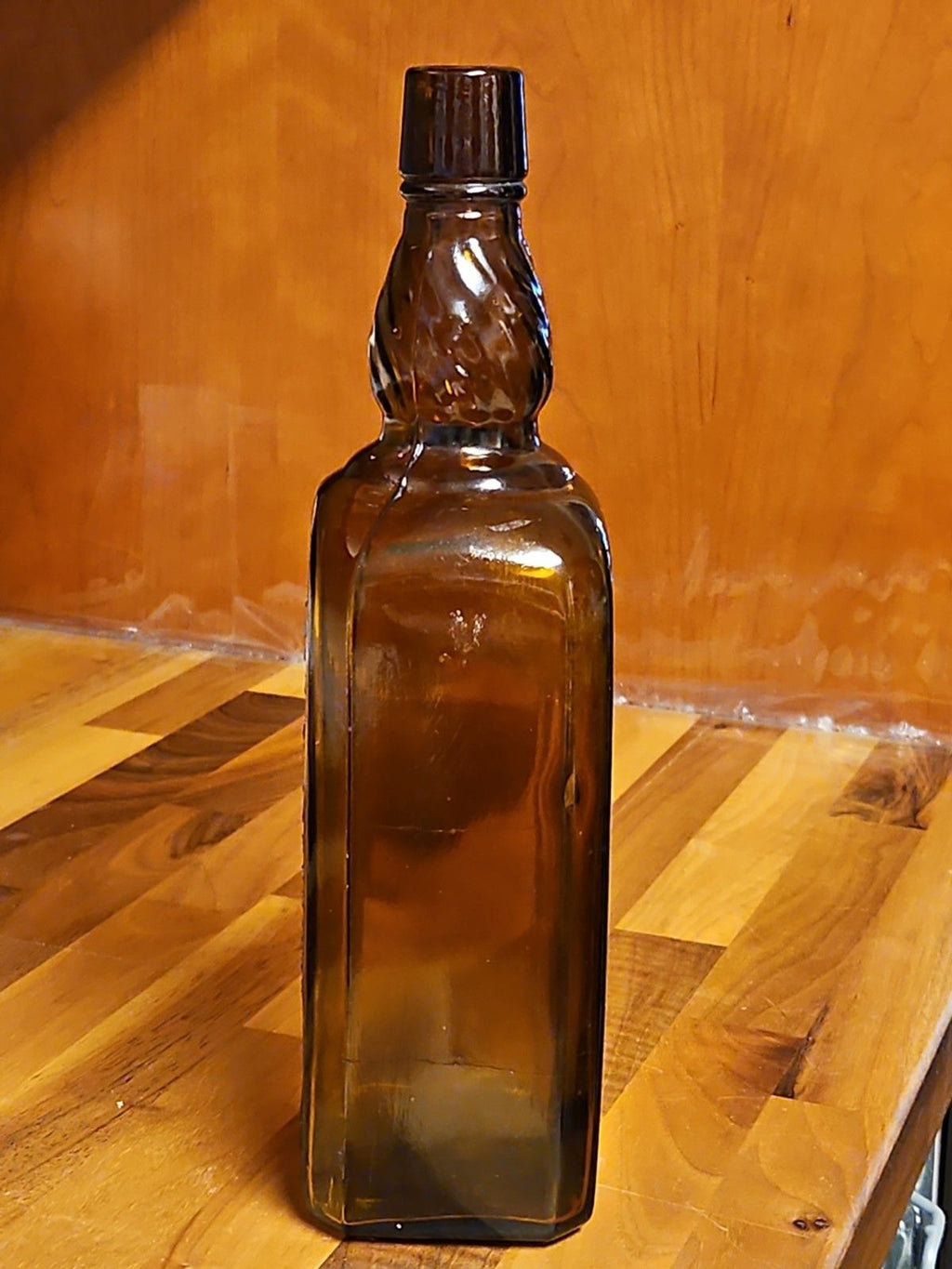 Vintage M. Salzman Co. Purity Above All Brown Amber Hand Blown Whiskey Bottle