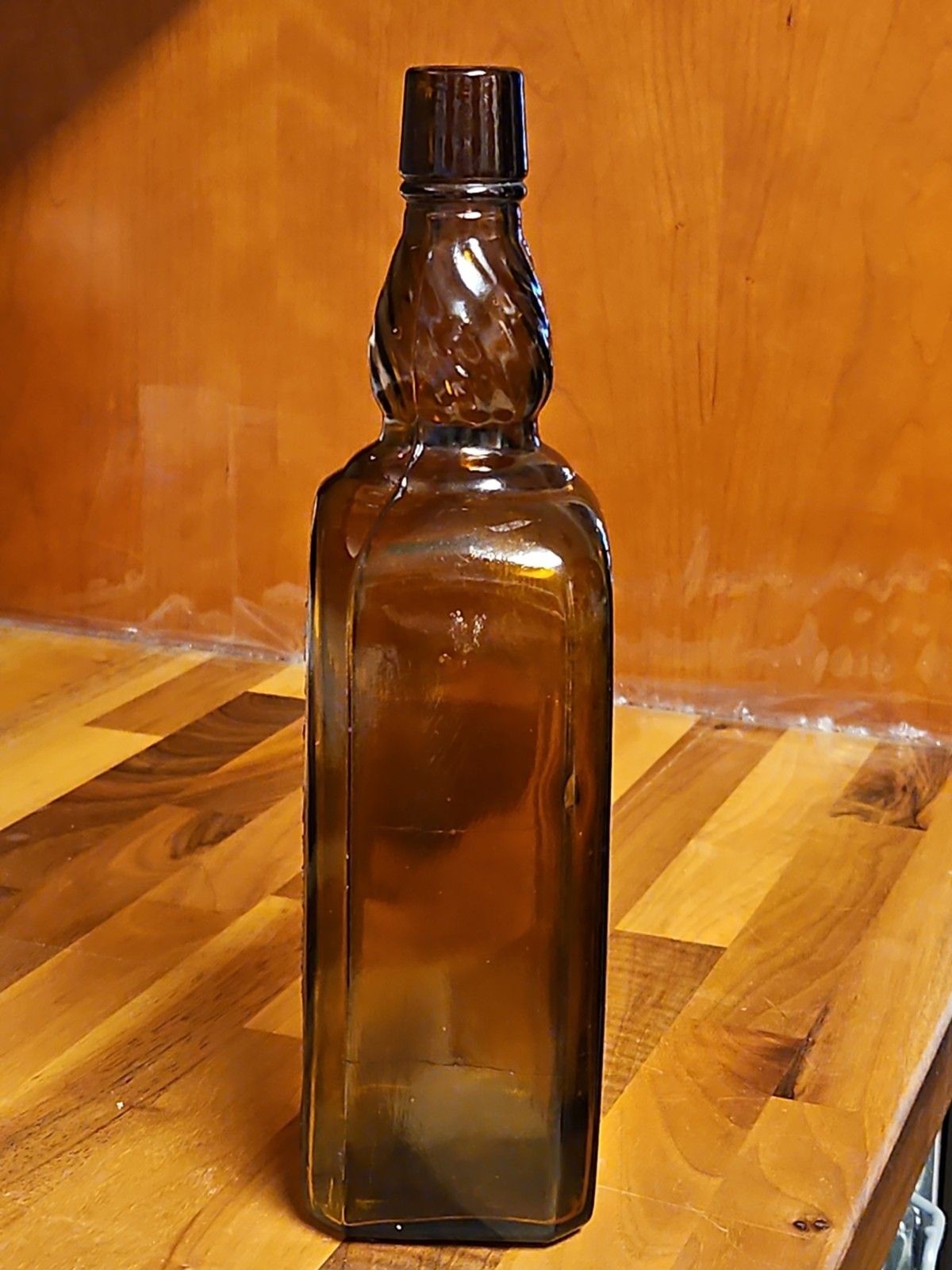 Vintage M. Salzman Co. Purity Above All Brown Amber Hand Blown Whiskey Bottle