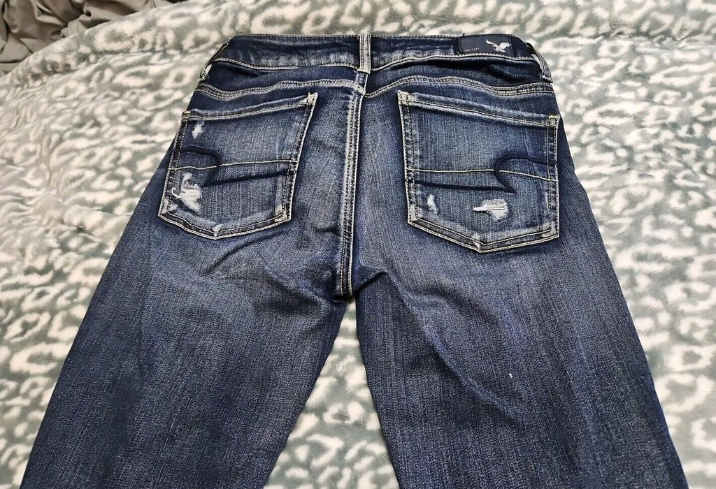 American Eagle Stretch Jeggings Size 2 Distressed Jeans Patch Detail